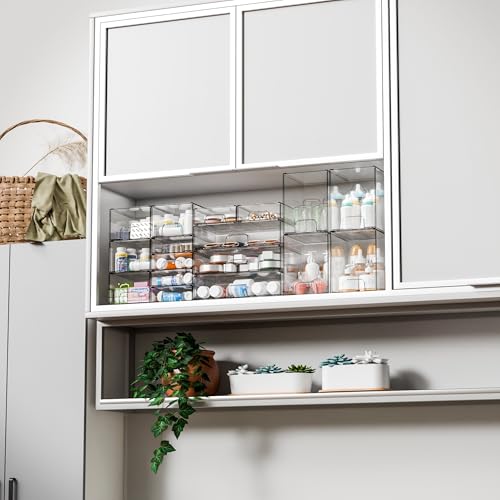 Small Clear Stackable Storage Drawers - 8 Pack, 2.2 Inch Tall Desk Organizer Set