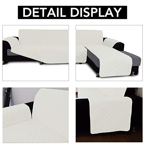 Easy-Going Reversible Ivory Large Sectional Couch Cover, L-Shape Sofa Protector