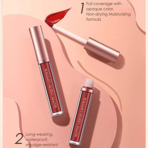 URQT 12pcs Lip Liner and Lipstick Makeup Set, 6 Velvety Matte Liquid Lipsticks + 6 Matching Smooth Lip Liner One Step Lips Makeup Kits Waterproof Long Lasting Matte Lipstick Gift Set (Set B, 12)