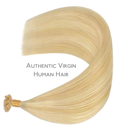 WENNALIFE U Tip Hair Extensions 14in 50g Light Blonde Golden Blonde Remy Keratin