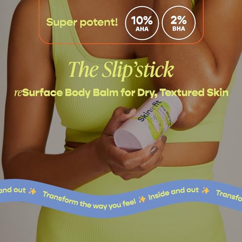Glycolic Acid Body Stick - Exfoliating Bump & Strawberry Legs Treatment, 10% AHA & 2% BHA, Vegan & Cruelty-Free