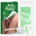 Waxfans Wax Strips for Hair Removal, 40 Counts Wax Strips for Body & 20 for Facial, Eyebrow, Easy at Home Waxing Kit for Women with Sensitive Skin, Long-Lasting Cera Depilatoria Waxing Strips (Green)