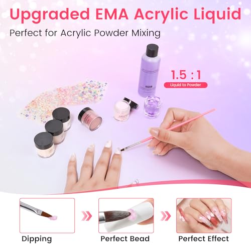 Bling Blue Acrylic Nail Kit for Beginners with Storage Bag - Complete Set