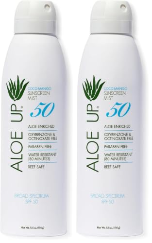 Aloe Up White Collection Sunscreen Spray SPF 50 - Water-Resistant, Hydrating, 5.5 oz Pack of 2 (Spa Collection Variation)