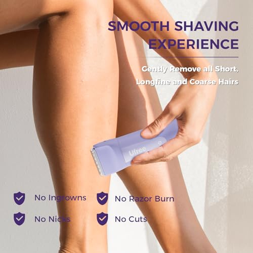 Ufree 3-in-1 Women's Electric Razor with Ceramic Blades, IPX7 Waterproof Bikini Trimmer for Women, Pubic Hair Trimmer, Cordless Rechargeable Shaver for Legs, Armpit, Valentine's Gifts for Her