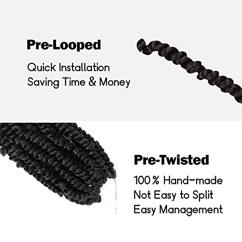 Pre-Twisted Passion Twist Crochet Hair 14in 1B(Natural Black) Pack of 8 by WUDAS