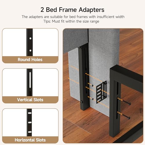 Gray Full Size Headboard with Charging Station, Wingback Ergonomic Design - ComfyCorner