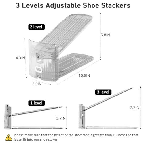 36-Pack Clear Shoe Slot Organizer - Space Saving Shoe Stacker for Closet Storage