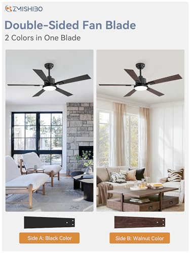 52-Inch Ceiling Fan with Lights and Remote Control - Black & Walnut Variation