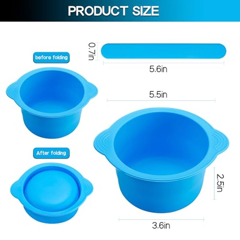 2Pcs Silicone Wax Warmer Liners, Wax Melt Liners for Warmers Reusable Non-Stick Wax Pot Silicone Bowl Replacement with 2 Wax Spatula Sticks for Hair Removal (Red, Blue)