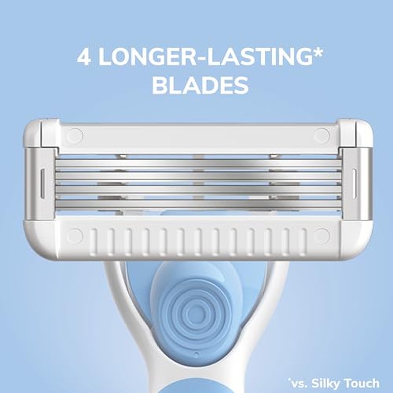 BIC EasyRinse Sensitive Anti-Clogging, Refillable Women's Razors With 4 Blades, 1 Handle and 9 Refill Razor Cartridges Razor Kit