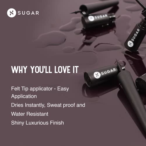 SUGAR Cosmetics Gloss Boss 24Hr Glossy Eyeliner Gel With Brush Smudeproof & Waterproof - 2.5 ml (Pack of 1) 01 Back In Black (Black Eyeliner)