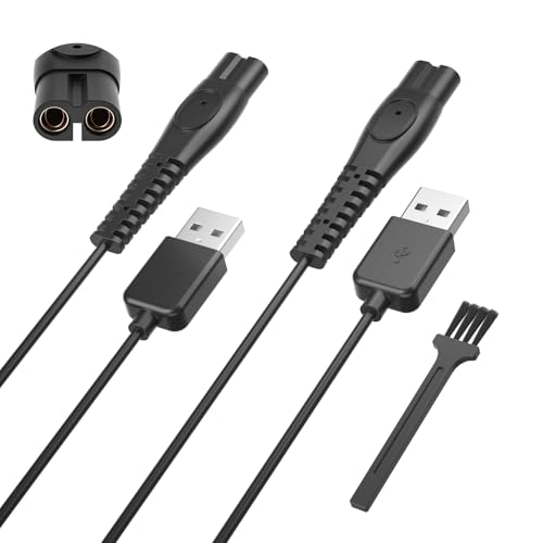 5V USB Charger Cord Compatible with Philips Norelco OneBlade 360 QP2724 QP2834 QP1924 QP4631 QP4530 QP1324 QP6552, Multigroom Series MG5910 MG7910 Electric Shaver Charger Cable [2-Pack, 3.3ft]