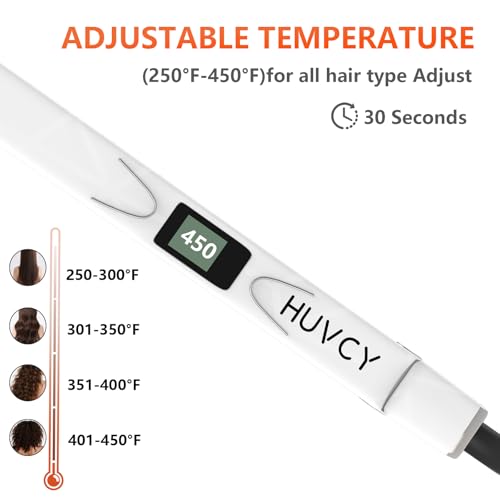 White 1-Inch Hair Straightener - Fast Heating Dual Voltage Flat Iron for Frizz-Free Shine