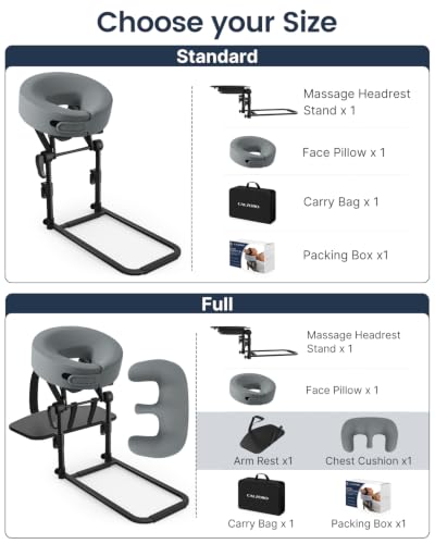 Massage Headrest for Bed - Adjustable Height Face Cradle for Home Spa, Gray, Stone Gray Variation