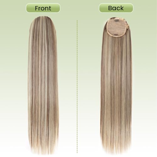 LACE PLUS 32 Inch Synthetic Ponytail Extensions P18/613 Blonde Highlights Clip-In Hairpiece