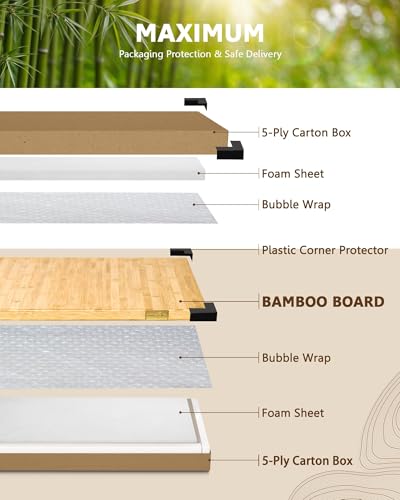 Butcher Block Countertop - 24 x 25 x 1.2 in Solid Bamboo, Cut-to-Fit, Natural Finish