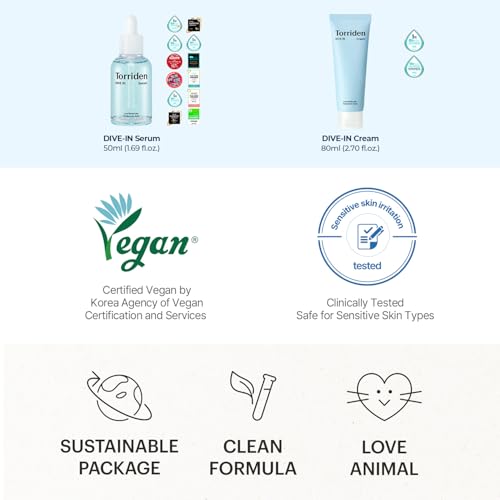 Torriden DIVE IN Serum 1.69 fl.oz. + Cream 2.71 fl.oz. | Hyaluronic Acid Care Duo Set | Deep Hydrating Skin Care to Get Glass Skin
