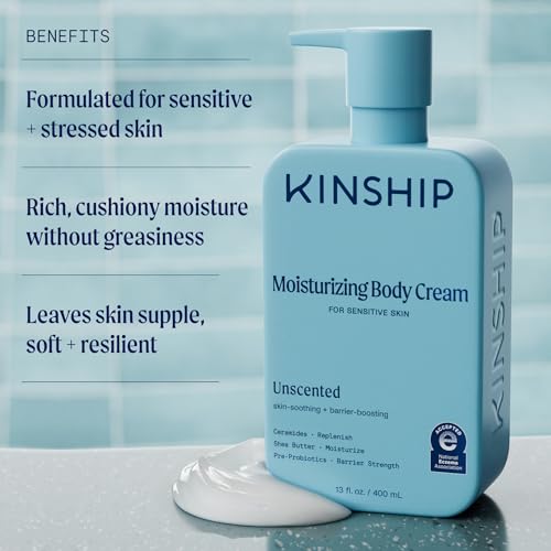 Kinship Gentle Moisturizing Body Lotion for Sensitive & Dry Skin | Eczema Relief Cream | Fragrance-Free Hydrating Cream | Shea Butter Unscented Lotion, 13 oz