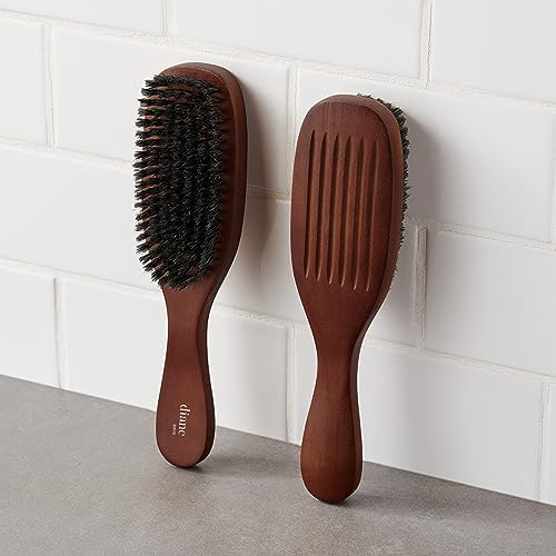 Diane Reinforced Boar Bristle Wave Brush for Men and Barbers ? Medium Bristles for Thick and Curly Hair ? Use for Detangling, Smoothing, Wave Styles, Restore Shine and Texture