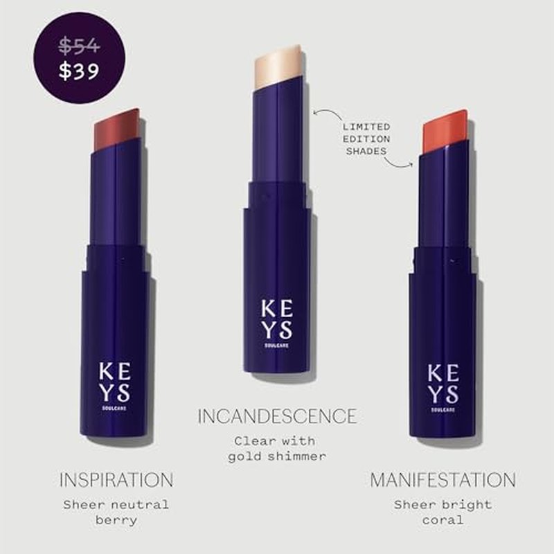 Keys Soulcare Comforting Tinted Lip Balm, Moisturizes, Smooths & Softens Dry Lips with Shea Butter, Buildable Sheer Color, Long-Lasting, Vanilla Scent