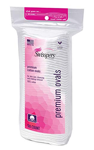 Swisspers Premium 100 Percent Cotton Ovals, Reclosable Bags, 50 Count Bags, 2 Pack (100 Count Total)