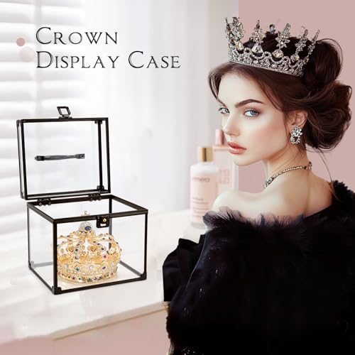 Costravio Clear Makeup Case with Crown Design, Black Travel Organizer for Beauty & Toiletries