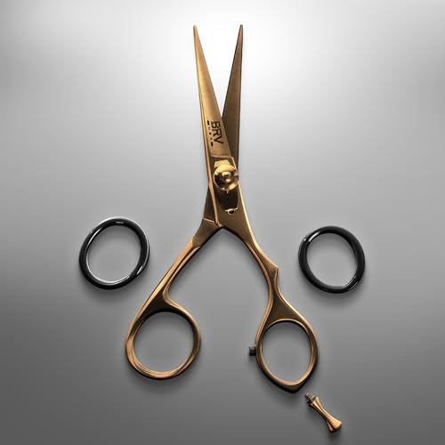 Right Handed Titanium Bronze Beard & Mustache Trimming Scissors - 5.5 Inches