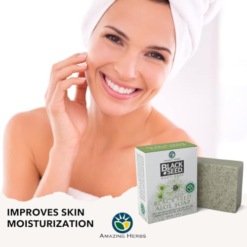 Aloe Vera Black Seed Bar Soap - 100% Pure Herbal Facial & Body Cleanser - 4.25 Oz