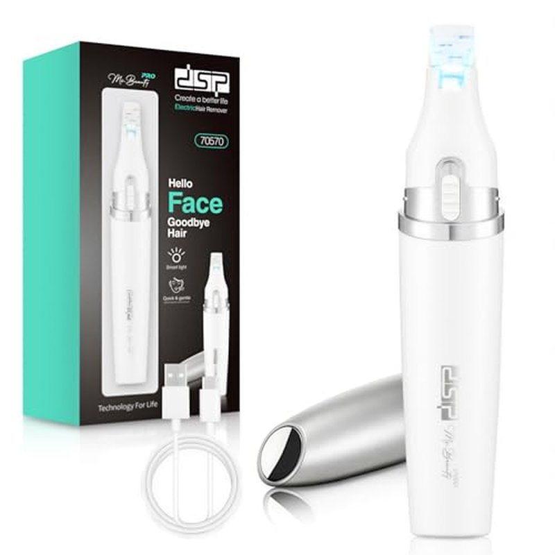 DSP Women's Facial Shaver - Electric Face Razor for Women with LED Light, Removable Blade for Easy Cleaning, Type-C Charge, Gentle Hair Removal Device