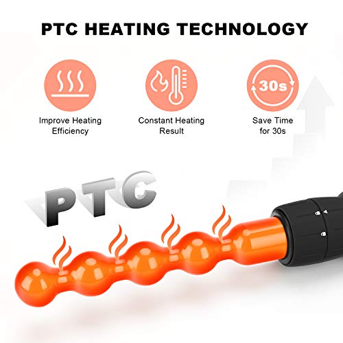 Black 7-in-1 Curling Iron Wand Set with Negative Ion Technology
