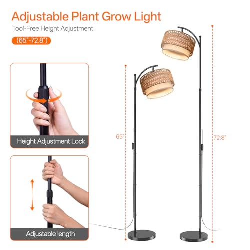 Adjustable Indoor Grow Light for Plants - Full Spectrum LED 65-72.8in Stand