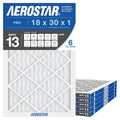 Pro MERV 13 Pleated Air Filter 18x30x1 - 6 Pack, Actual Size 17 3/4 x 29 3/4 x 3/4, High-Efficiency HVAC Filter