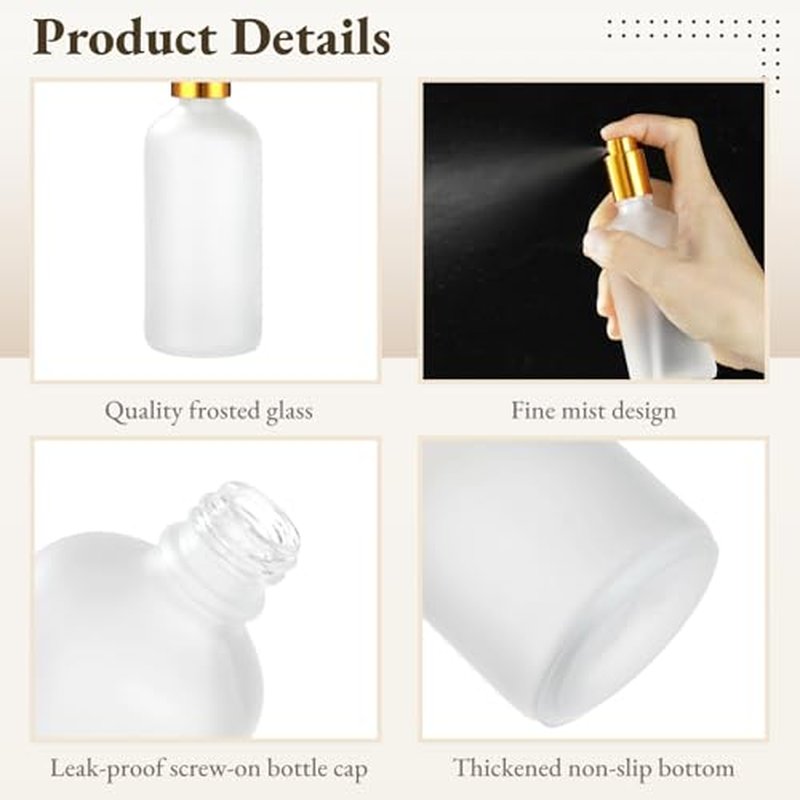 30 Pcs Frosted Glass Spray Bottles - 3.4 oz / 100 ml Refillable Empty Perfume Atomizer, Fine Mist Spray Bottle, Leak-Proof Reusable Containers for Travel, Essential Oils & Liquid Dispensing (Gold)