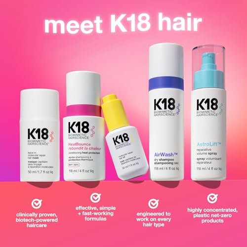 K18 Damage Shield Shampoo & Conditioner Set - Smoothing & Hair Repair, 1.8 Fl Oz x2