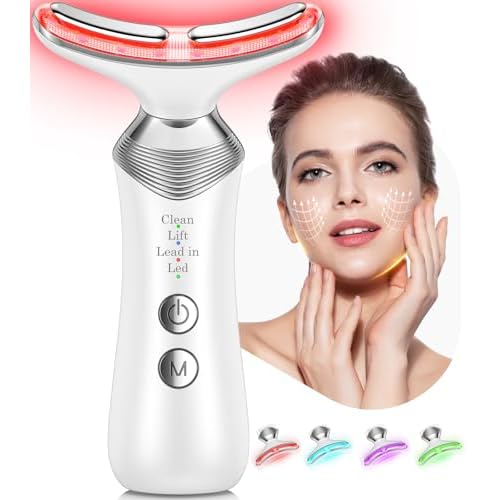 Face Massager Tool for Face and Neck, 7-in-1 Facial Neck Massager Tool with 4 Modes, Beauty Device Facial Massage for at-Home Skin Care or Travel Use