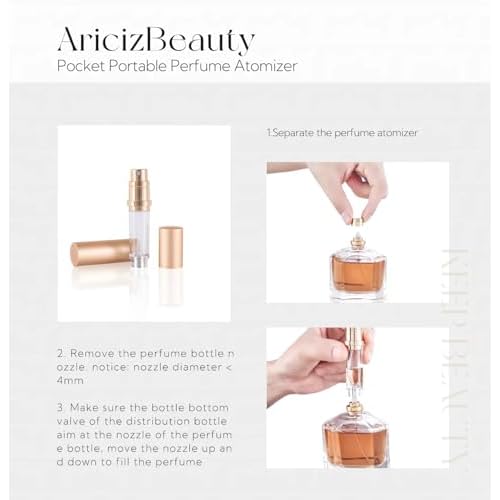 Travel Refillable Perfume Fragrance Atomizer 0.17fl.oz/5ml. Cologne Pocket Recyclable Portable Sprayer Bottle. Mini Scent Pump Case Dispenser Perfume Container (DEEP GREY + ROSE GOLD)