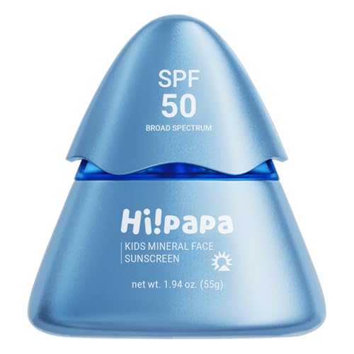 Hi!papa Kids Mineral Sunscreen SPF50, Broad Spectrum UVA/UVB Protection, Non-Nano Zinc Oxide, Water Resistant, Sheer Finish No White Cast, Fragrance Free, 1.94oz