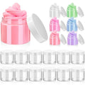 Patelai 16 Pack 10 oz Empty Slime Container Jars with Lids Round Clear Plastic Jars Wide Mouth Refillable Storage Organizer for Slime Making, DIY Crafts, Cosmetic, Home and Kitchen Organizing (White)