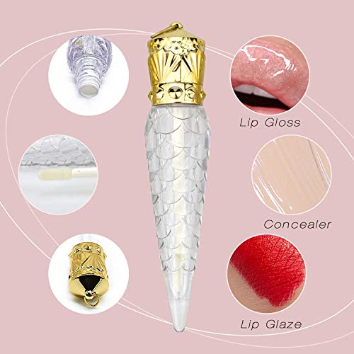 10 Packs Carrot Shape Crown Clear Lip Gloss Tubes Vials Empty Refillable Lip Balm Bottle Container Cosmetic Lip Glaze Tubes with Wand DIY Lipstick Tube Pot Beauty Lip Samples for Women Girls