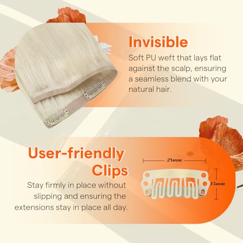 White Blonde Clip-In Hair Extensions - Seamless 12 Inch 4-Piece Set - Variation of TH-#1000