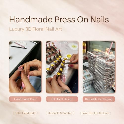 Pink Green Gradient Stiletto Press On Nails with Floral Gold Decor - Mint Nude Variation of THIS Listing