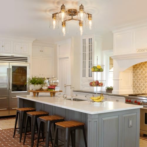 DIDUIO Brushed Nickel 6-Light Semi-Flush Ceiling Light Modern Kitchen & Living Room Fixture