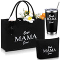 Vesici Mothers Day Appreciation Gifts Mama Canvas Tote Bag with Makeup Bag 20 oz Tumbler for Mom Mother Thanks Gift