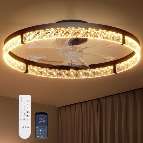 Addlon 24-Inch Low Profile Ceiling Fan with Lights & Remote - Black