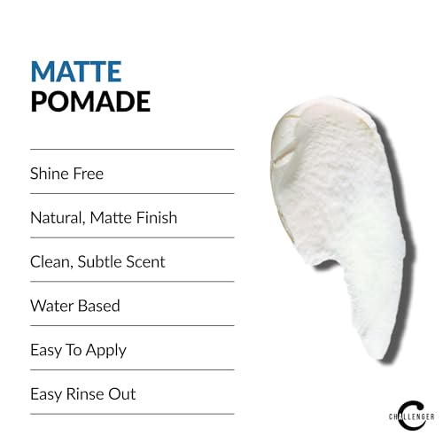 Challenger Matte Cream Pomade Combo - 2.25oz Pack of 2 Travel Size Water-Based Matte Hair Gel - Medium Hold, All Hair Types