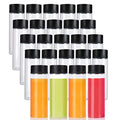 24 Pack 10 Oz Clear PET Plastic Juice Bottles with Black Lids – Food Grade, Reusable