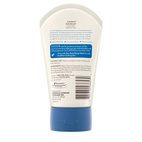 Aveeno Active Naturals Skin Relief Hand Cream, 3.5-Ounce Tubes (Pack of 3)