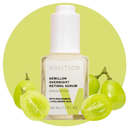 Volition Overnight Retinol Serum with Hyaluronic Acid & Niacinamide – Anti-Aging Face Treatment for All Skin Types (1.1 fl oz)