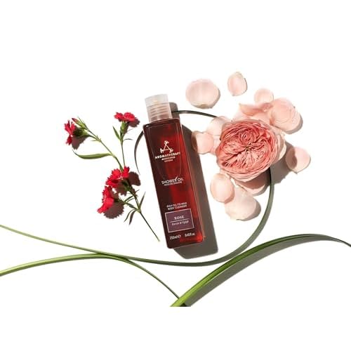 Aromatherapy Associates Rose Shower Oil. Soothing Blend of Rose, Geranium and Palmarosa Essential Oils to Cleanse, Nourish and Moisturize (8.45 fl oz)